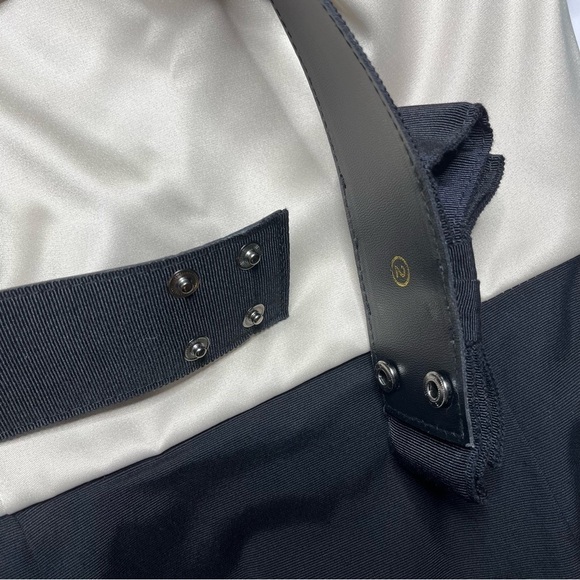 WHBM Cocktail Dress Size 2 One Shoulder Bodycon Ruffle Gold Black Belted Lined - Picture 4 of 13